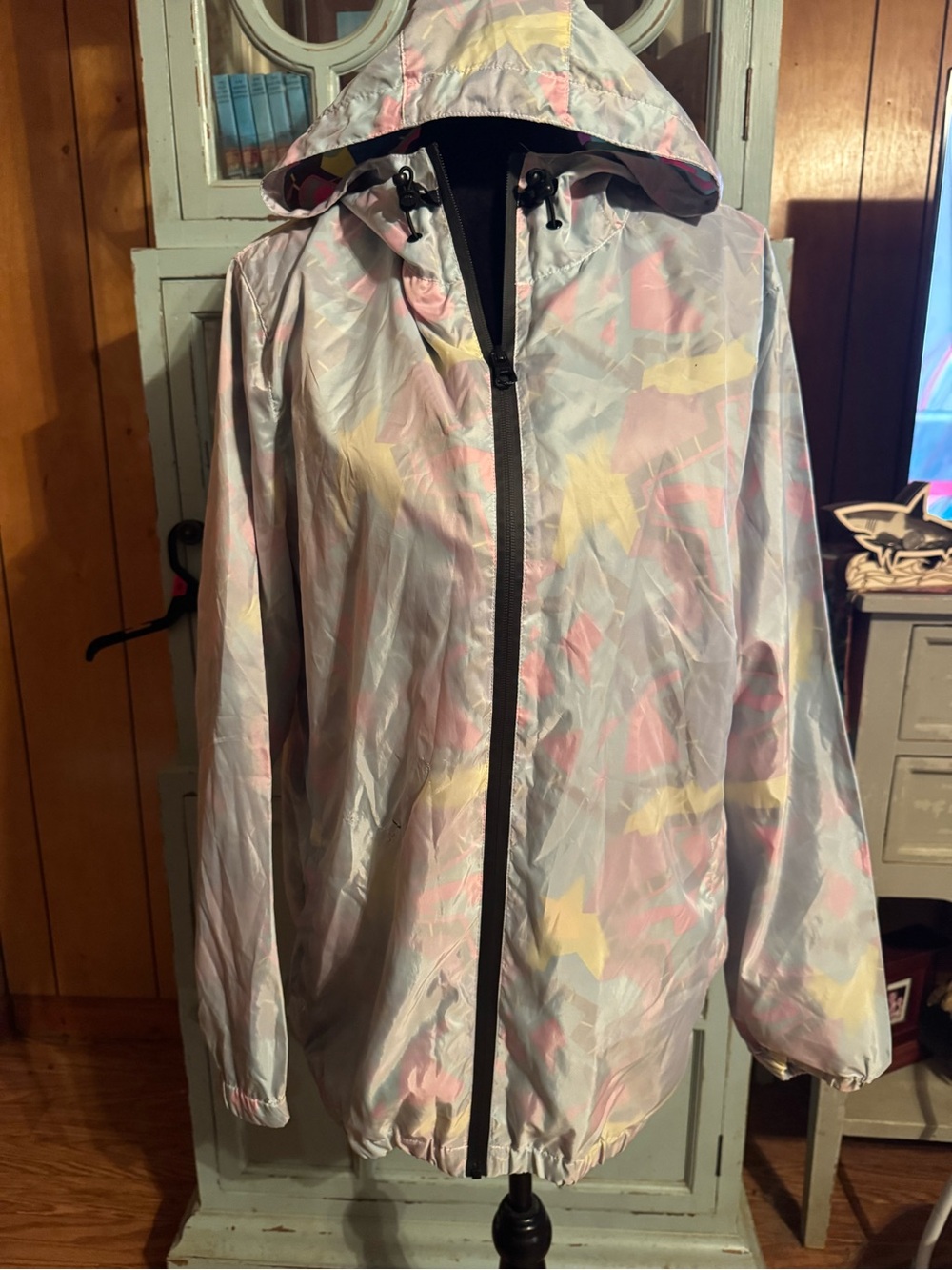 Empyre Est 1999 Pastel Multi-Color Hooded Utility Jacket Size Medium B2